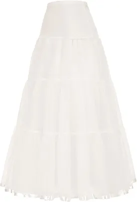 PINK WINGS Women's Ankle Length Cancan Underskirt Petticoats Hardnet (Large, White)