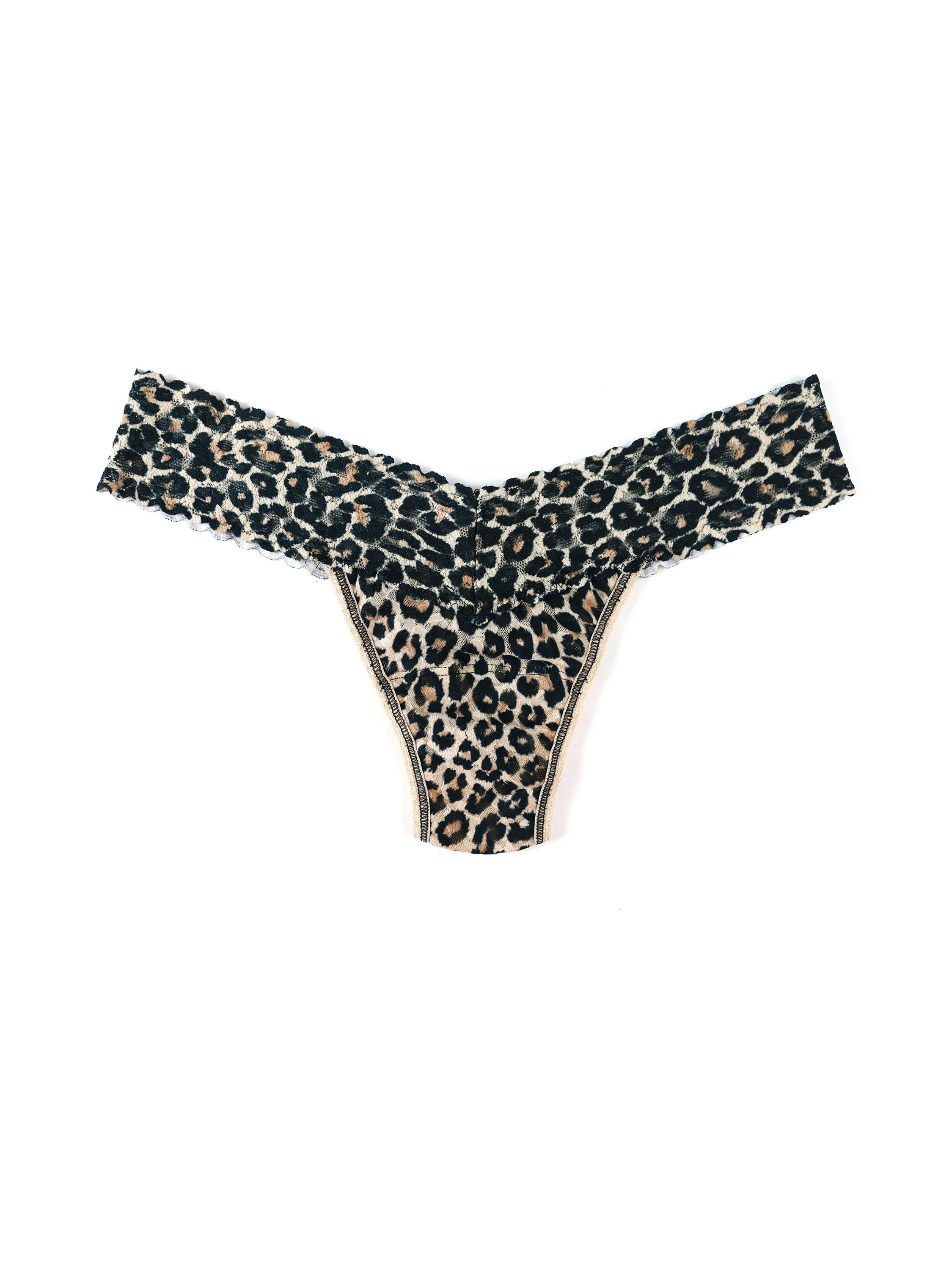 Printed Signature Lace Low Rise Thong Classic Leopard