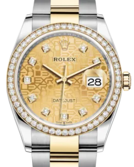 Rolex Datejust 36 Yellow Gold/Steel Champagne Jubilee Diamond Dial & Diamond Bezel Oyster Bracelet 126283RBR