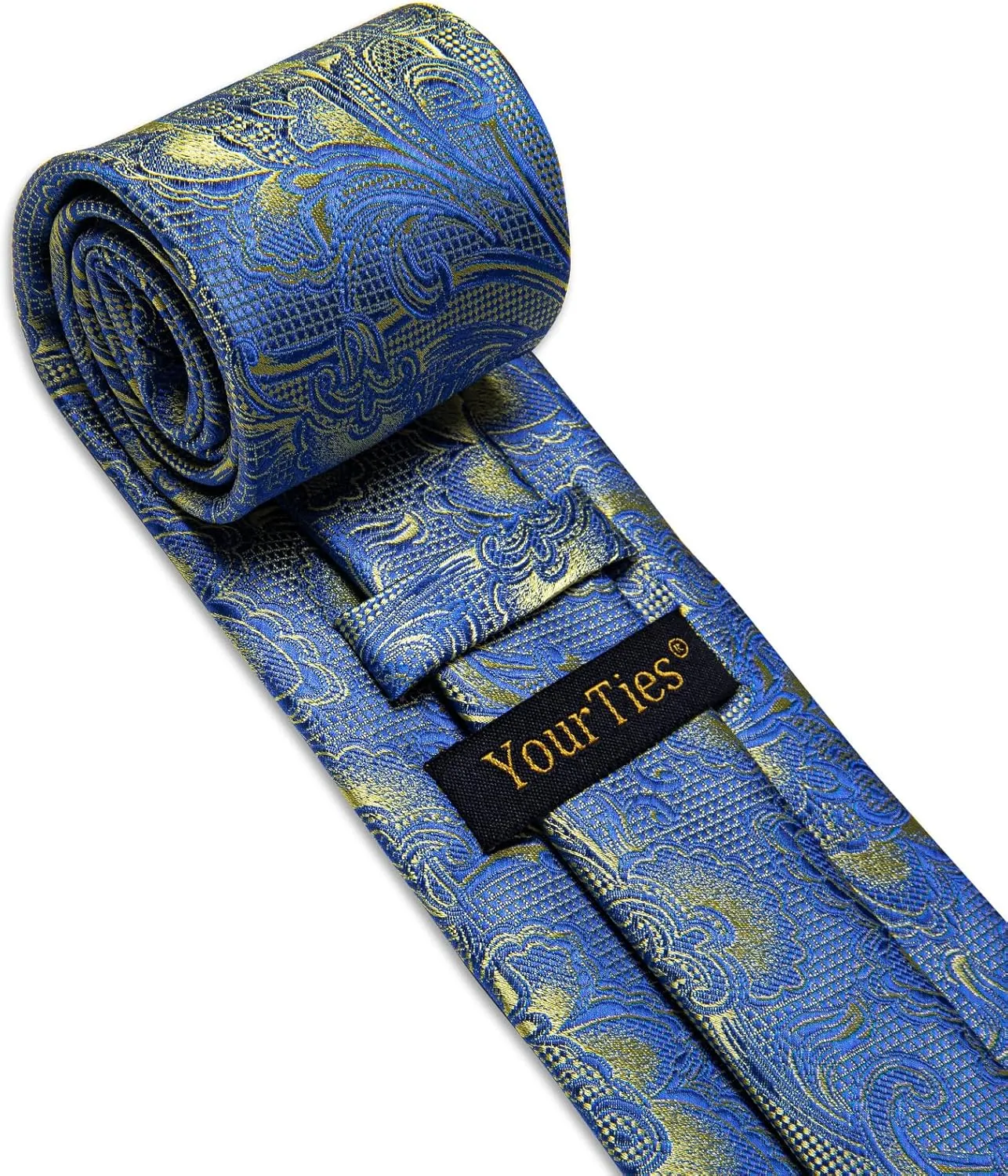 Silk Paisley Floral Tie and Pocket Square Cufflinks with Lapel Pin Sets for Men 5PC Wedding Party