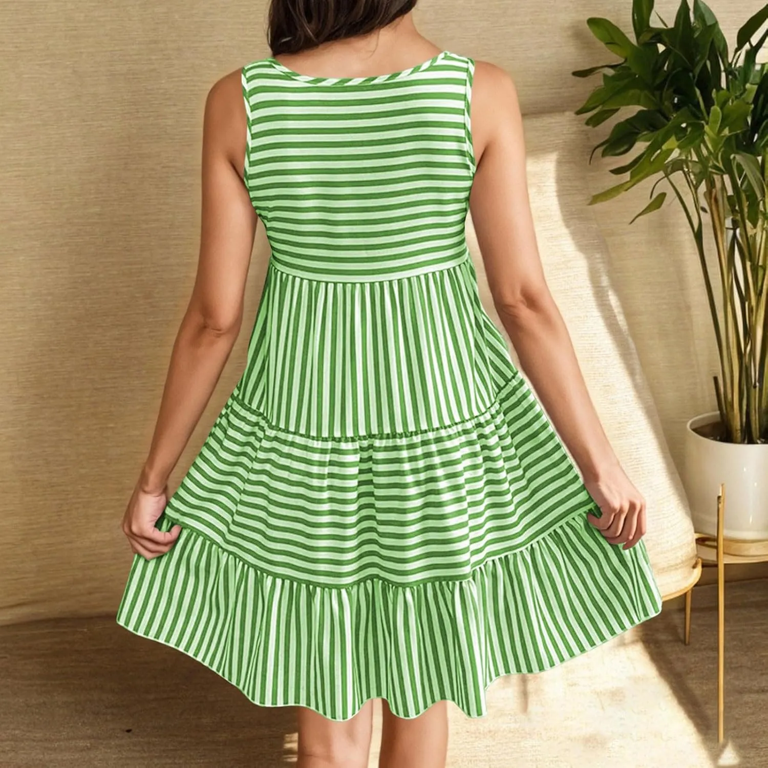 Summer Dresses for Women Adjustable Spaghetti Strap Beach Vacation Casual Cute Sundresses Layered Halter Dress S-2XL