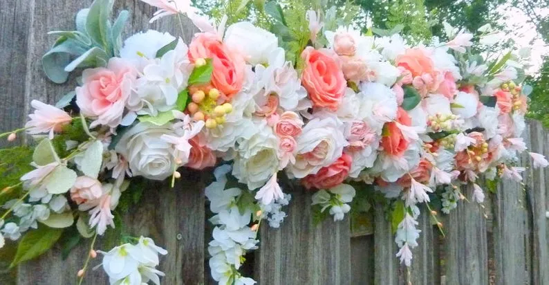Wedding Arch in Coral and White, Coral Wedding Flowers