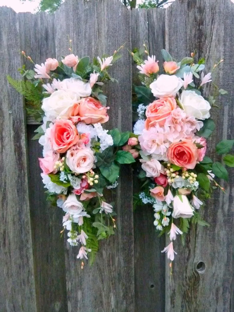 Wedding Arch in Coral and White, Coral Wedding Flowers