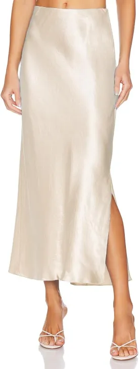 Womens Satin Silk Maxi Slit Skirt Elastic Waistband Maxi Long Satin Slit Skirts for Women