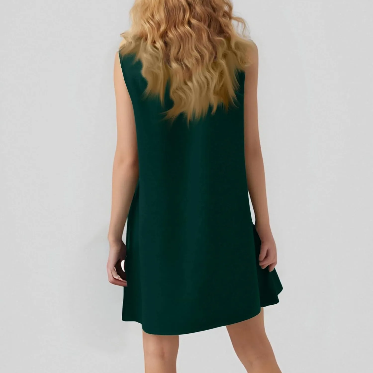 Women's Summer Dresses 2025 Round Neck Ruffle Sleeveless Tank Dress Casual A-Line Sundresses Beach Vacation Clothes