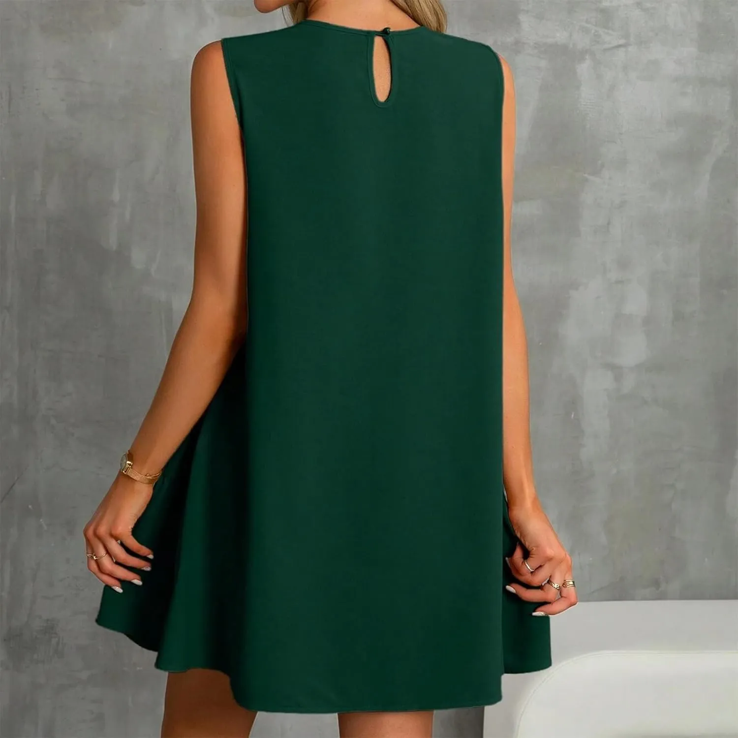 Women's Summer Dresses 2025 Round Neck Ruffle Sleeveless Tank Dress Casual A-Line Sundresses Beach Vacation Clothes