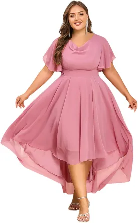 ZNU Plus Size Prom Dresses 2025 High Low Bridesmaid Dress Summer Wedding Guest Formal Cocktail Dress for Women